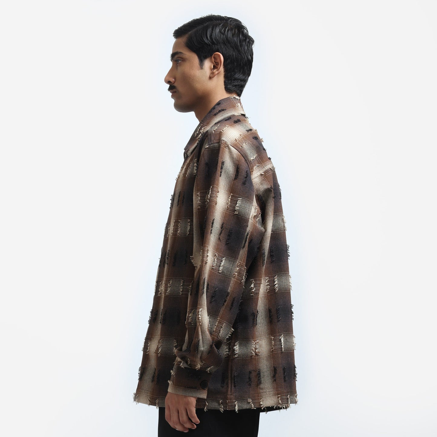 Medullary Ombre Checks Shirt - Brown