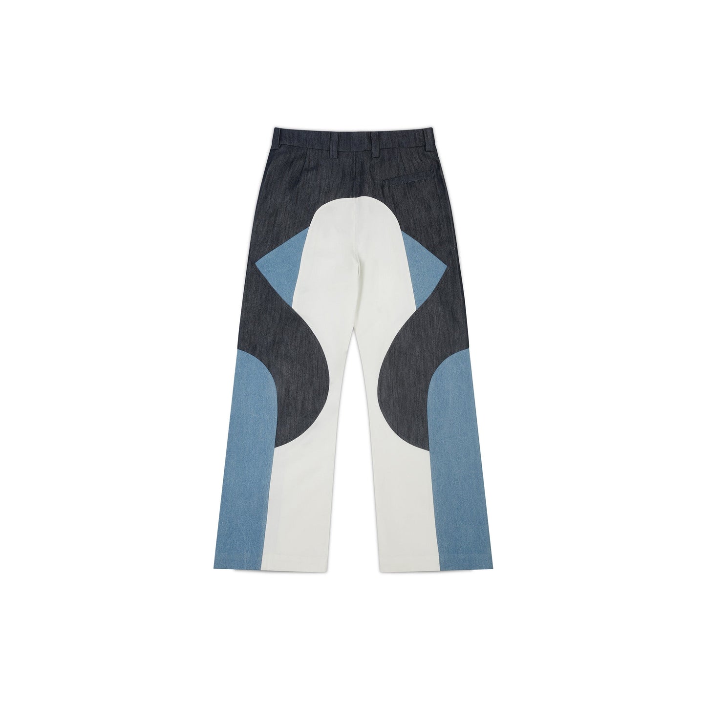 Border Panelled Trousers-Blue